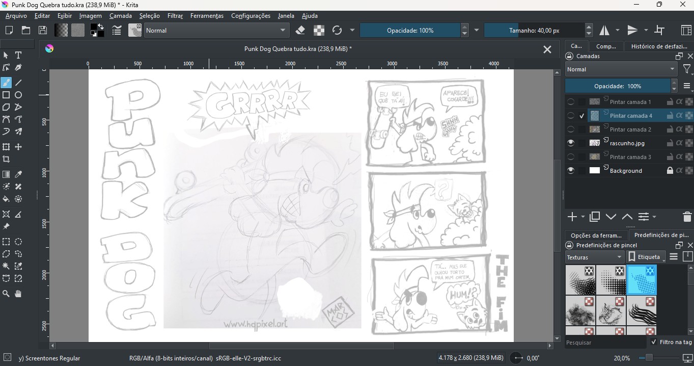 interface krita tirinha punk dog batendo de skate